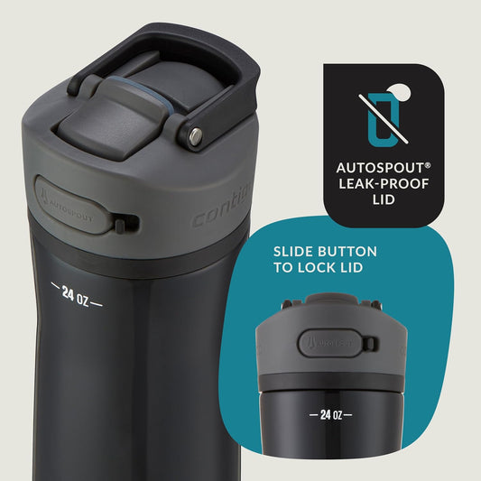 Ashland 2.0 Water Bottle with AUTOSPOUT Lid 24Oz. Licorice