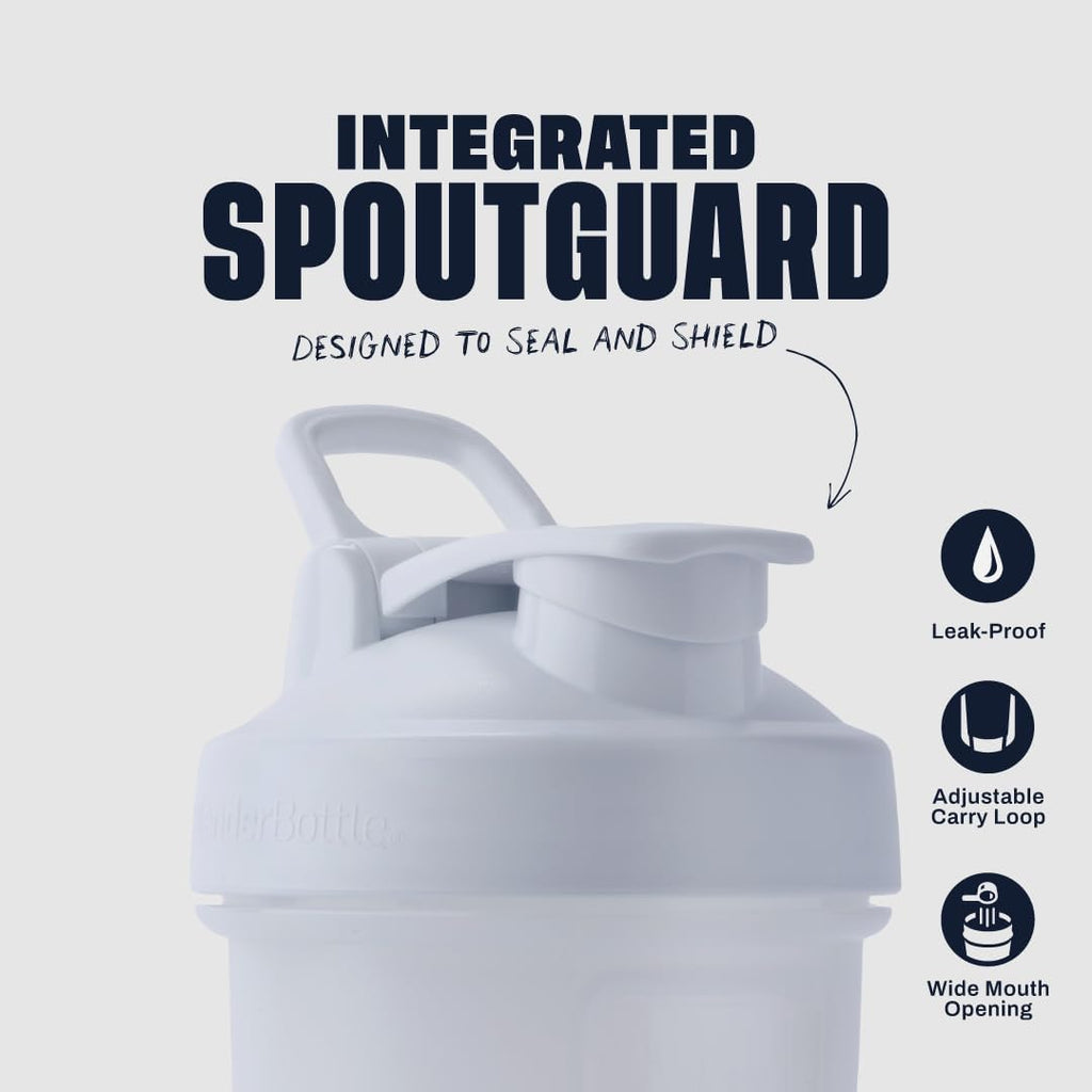 Classic V2 Shaker Bottle Perfect for Protein Shakes and Pre Workout, 20-Ounce, White