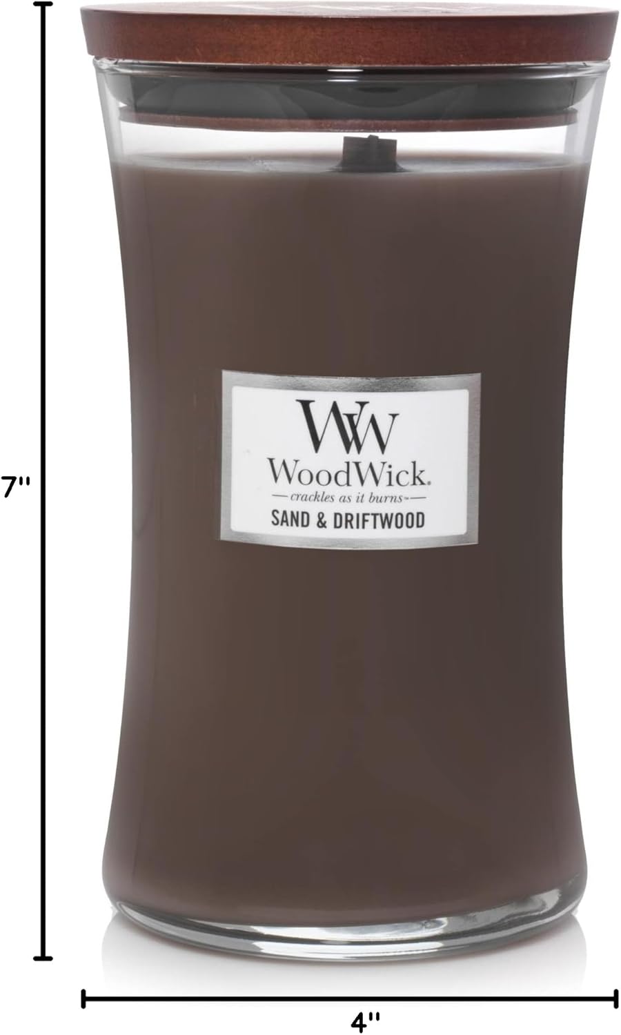 Large Hourglass Candle Sand/Driftwood - Premium Soy Blend Wax Pluswick Innovation Wood Wick Made in USA
