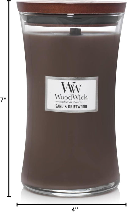Large Hourglass Candle Sand/Driftwood - Premium Soy Blend Wax Pluswick Innovation Wood Wick Made in USA