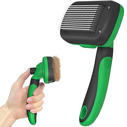 Self Cleaning Cat & Dog Grooming Brush - Skin Friendly Deshedding Hair Brush for Haired Dogs & Puppies, Purple