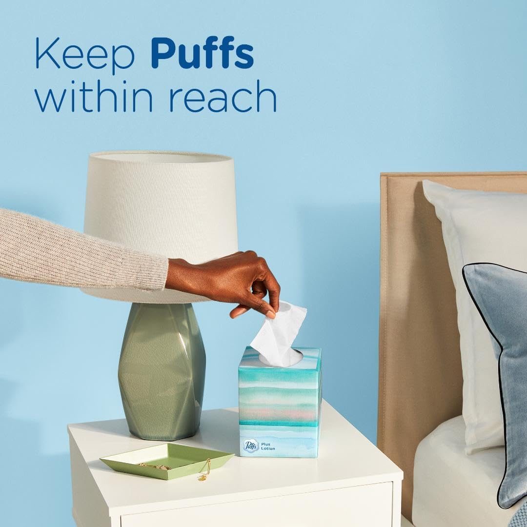 plus Lotion Facial Tissue, 1 Family Box, 124 Tissues per Box