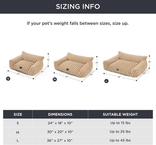 Bedsure ComfyFleece™ Cute Cat Couch for Pets - As Seen on TV on Good Day New York, Small Medium Dog Bed, Supportive Couch Bed for Small Dogs, 30 Inch, Sandy Beige