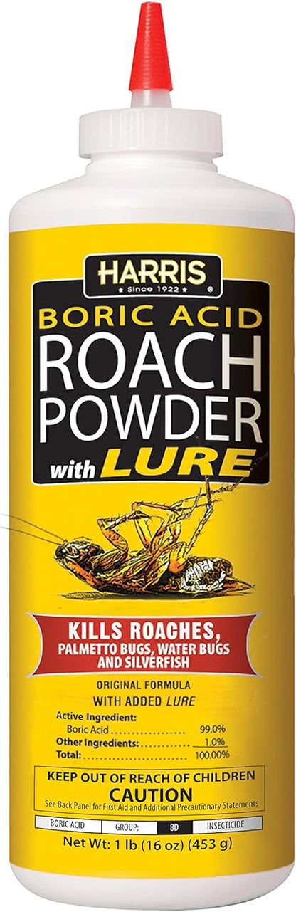 Boric Acid Roach and Silverfish Killer Powder W/Lure for Insects (16Oz)
