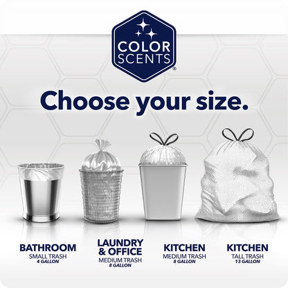 Small Trash Bags - 4 Gallon, 200 Bags (1 Pack of 200 Count), Drawstring - Silver Bag in Simply Clean Scent with Microban