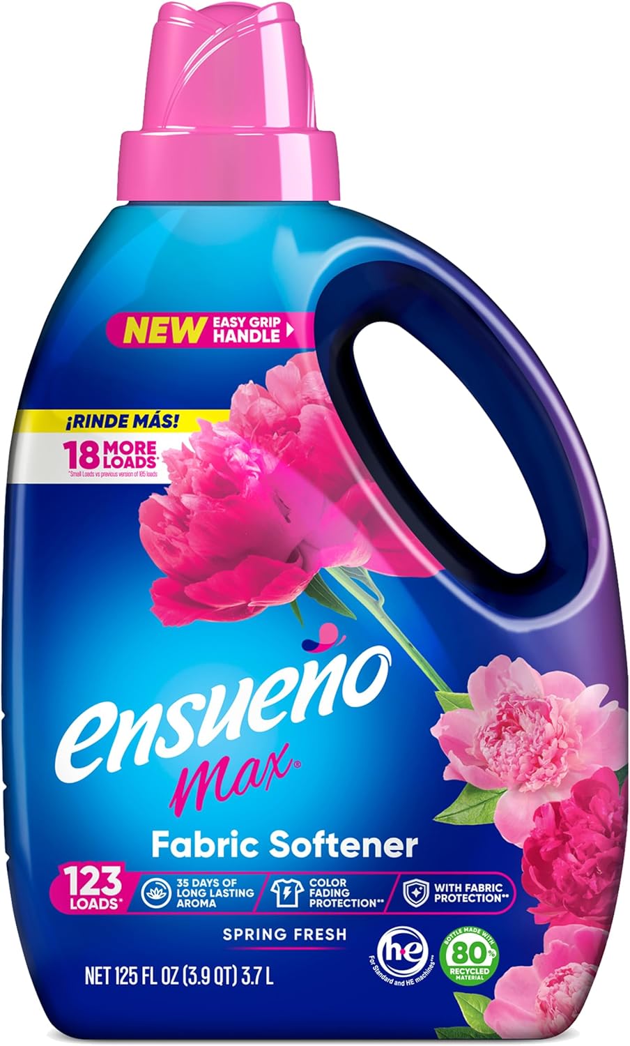 Max Liquid Fabric Softener - Spring Fresh Scent - 125 Fl Oz - Color-Safe Fabric Softener Liquid - Softens 123 Loads - Reduces Wrinkles & Static