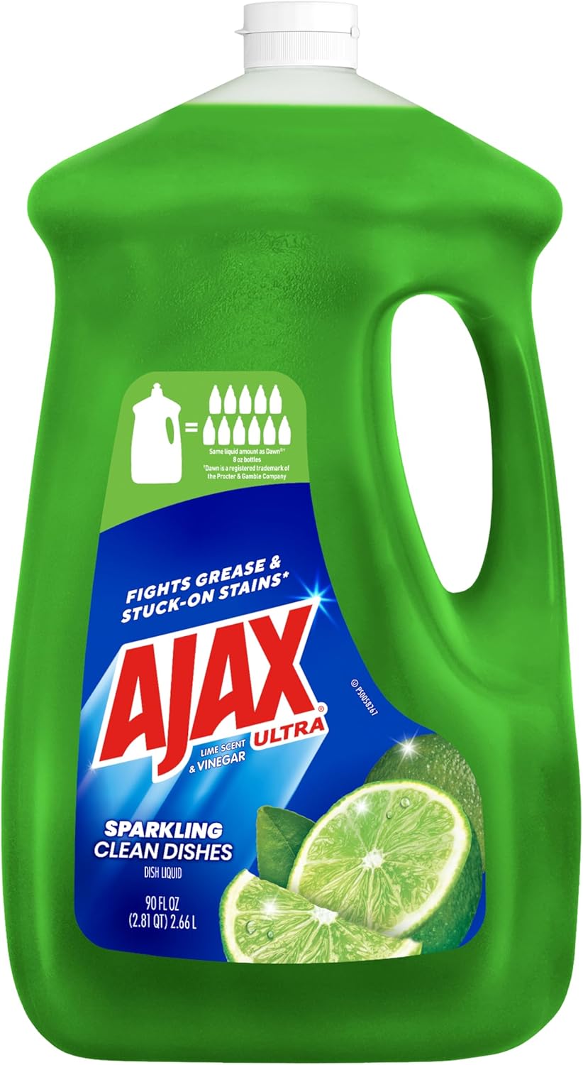 Ultra Liquid Dish Soap Vinegar and Lime Scent, Sparkling Clean Dishes, 90 Fl Oz Bottle