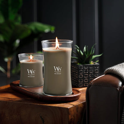 Large Hourglass Candle Sand/Driftwood - Premium Soy Blend Wax Pluswick Innovation Wood Wick Made in USA