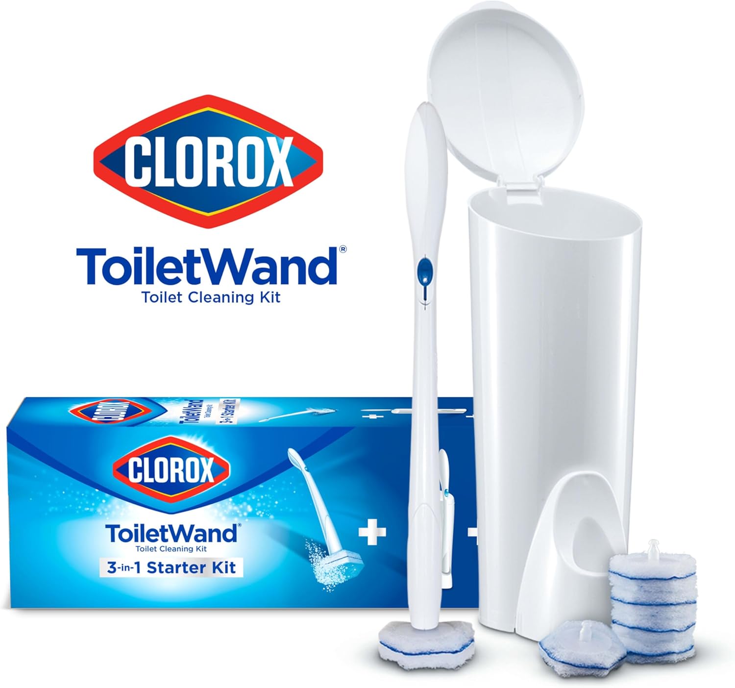 Toiletwand Toilet Bowl Cleaner- Toilet Brush, Storage Caddy and 6 Disinfecting Refill Heads
