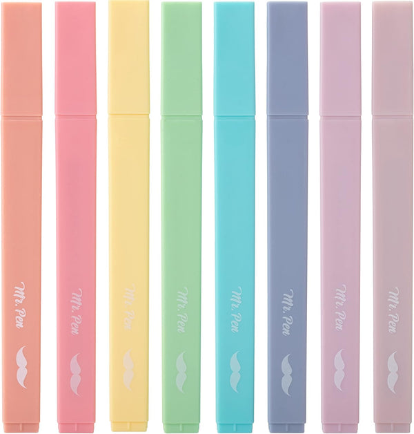 - Aesthetic Cute Pastel Highlighters Set, 8 Pcs, Chisel Tip, Candy Colors, No Bleed Bible Assorted Colors