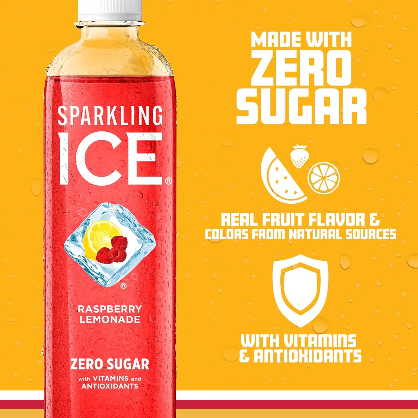 , Raspberry Lemonade Sparkling Water, Zero Sugar Flavored Water, with Vitamins and Antioxidants, Low Calorie Beverage, 17 Fl Oz Bottles (Pack of 12)
