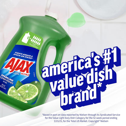 Ultra Liquid Dish Soap Vinegar and Lime Scent, Sparkling Clean Dishes, 90 Fl Oz Bottle