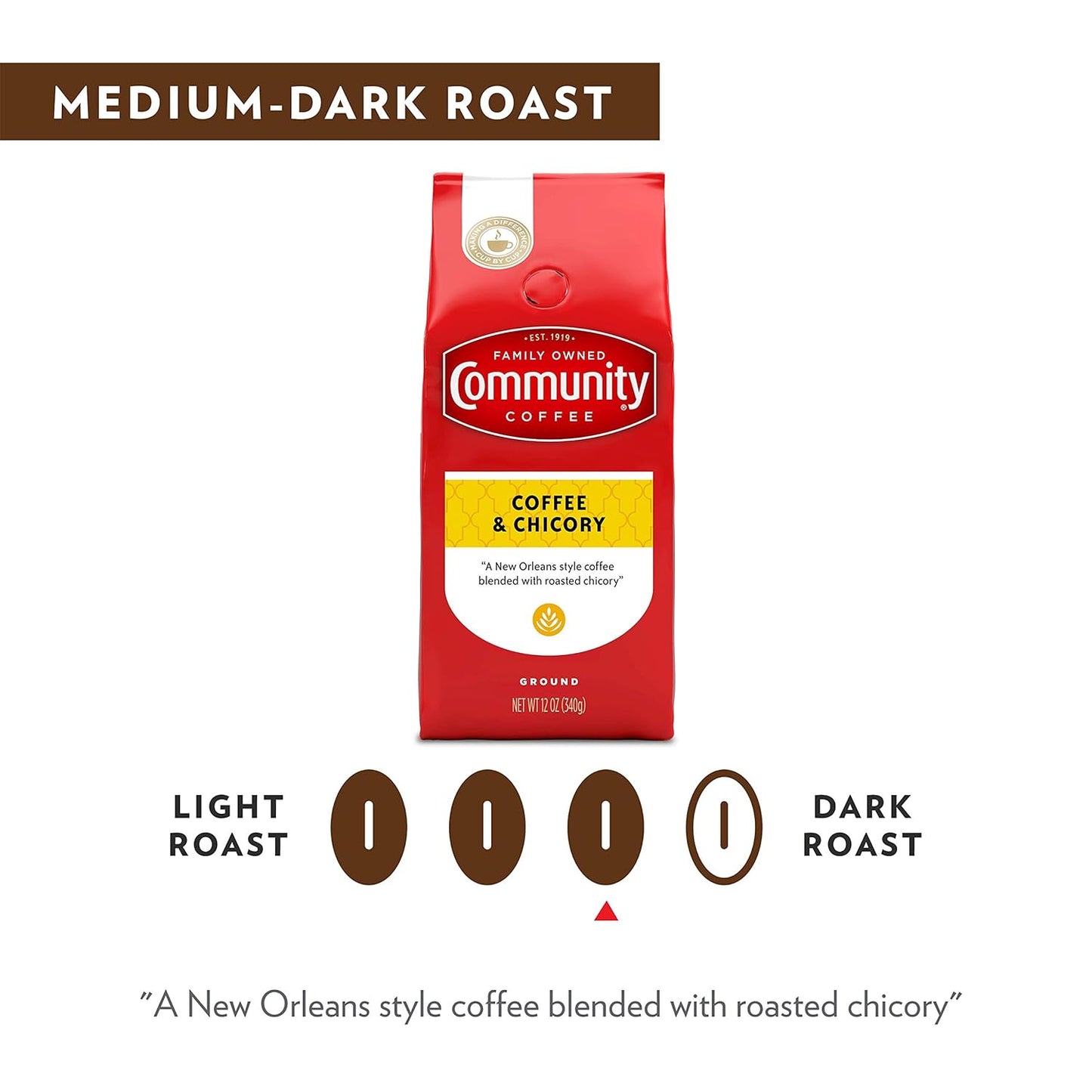 Coffee and Chicory Blend 16 Ounce, Medium Dark Roast Ground Coffee, Vacuum Sealed16 Ounce Bag (Pack of 1)