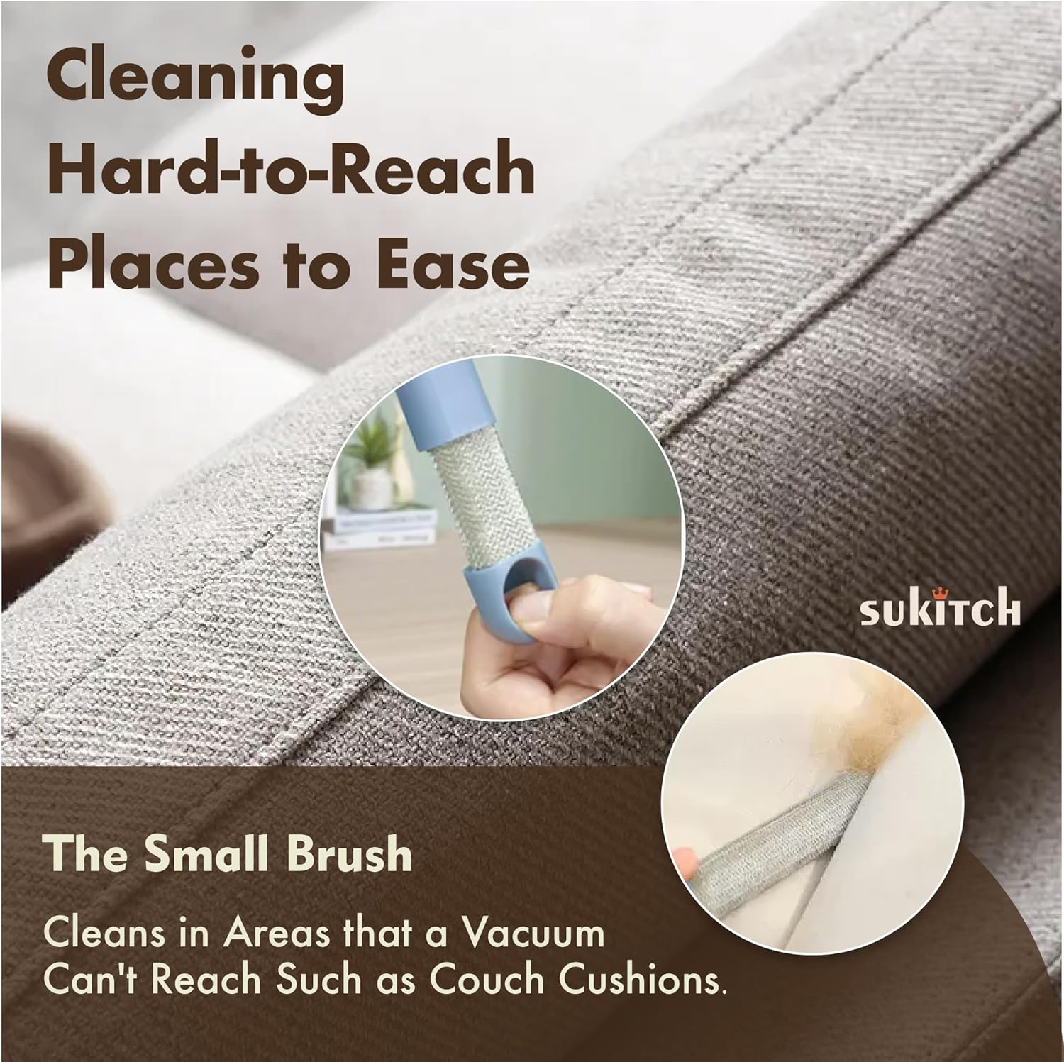 Pet Hair Remover for Couch, Grey, 17.3Inch, Durable, Reusable, Washable Lint Cleaner for Dog and Cat Hair, Gentle on Furniture, Effective on Carpets, Clothing, Bedding