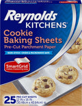 Kitchens Cookie Baking Sheets, Pre-Cut Parchment Paper,25 Count (Pack of 4), 100 Total Sheets