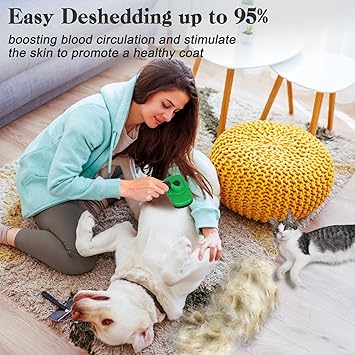 Self Cleaning Cat & Dog Grooming Brush - Skin Friendly Deshedding Hair Brush for Haired Dogs & Puppies, Purple