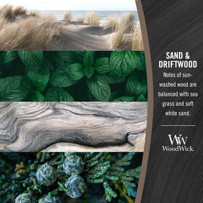 Large Hourglass Candle Sand/Driftwood - Premium Soy Blend Wax Pluswick Innovation Wood Wick Made in USA