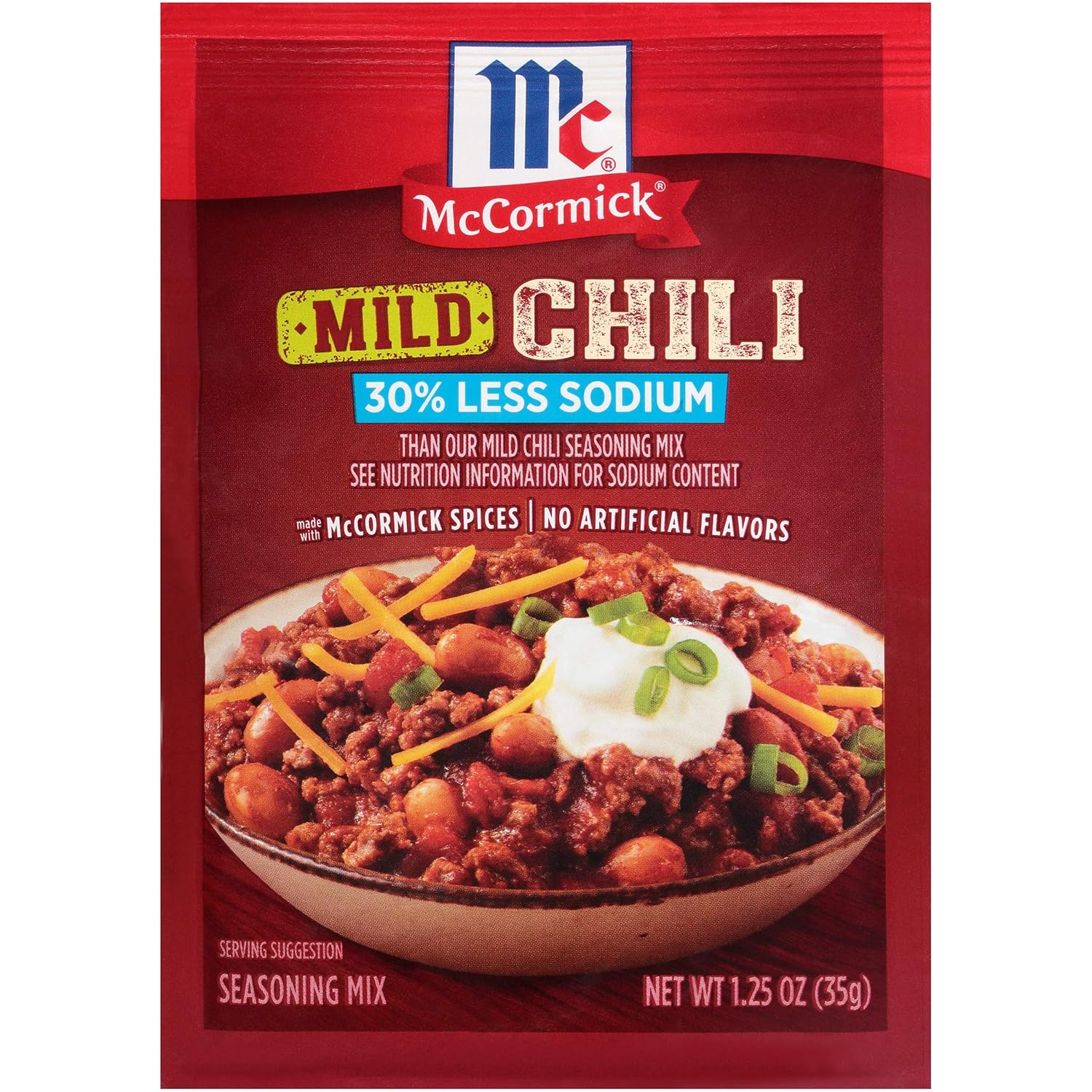 30% Less Sodium Mild Chili Seasoning Mix, 1.25 Oz (Pack of 12)