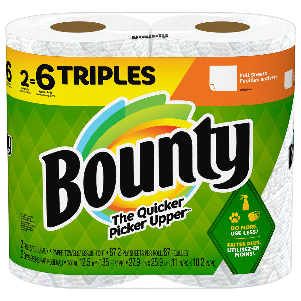 Full Sheet Paper Towels, White, 2 Triple Rolls - 6 Regular Rolls
