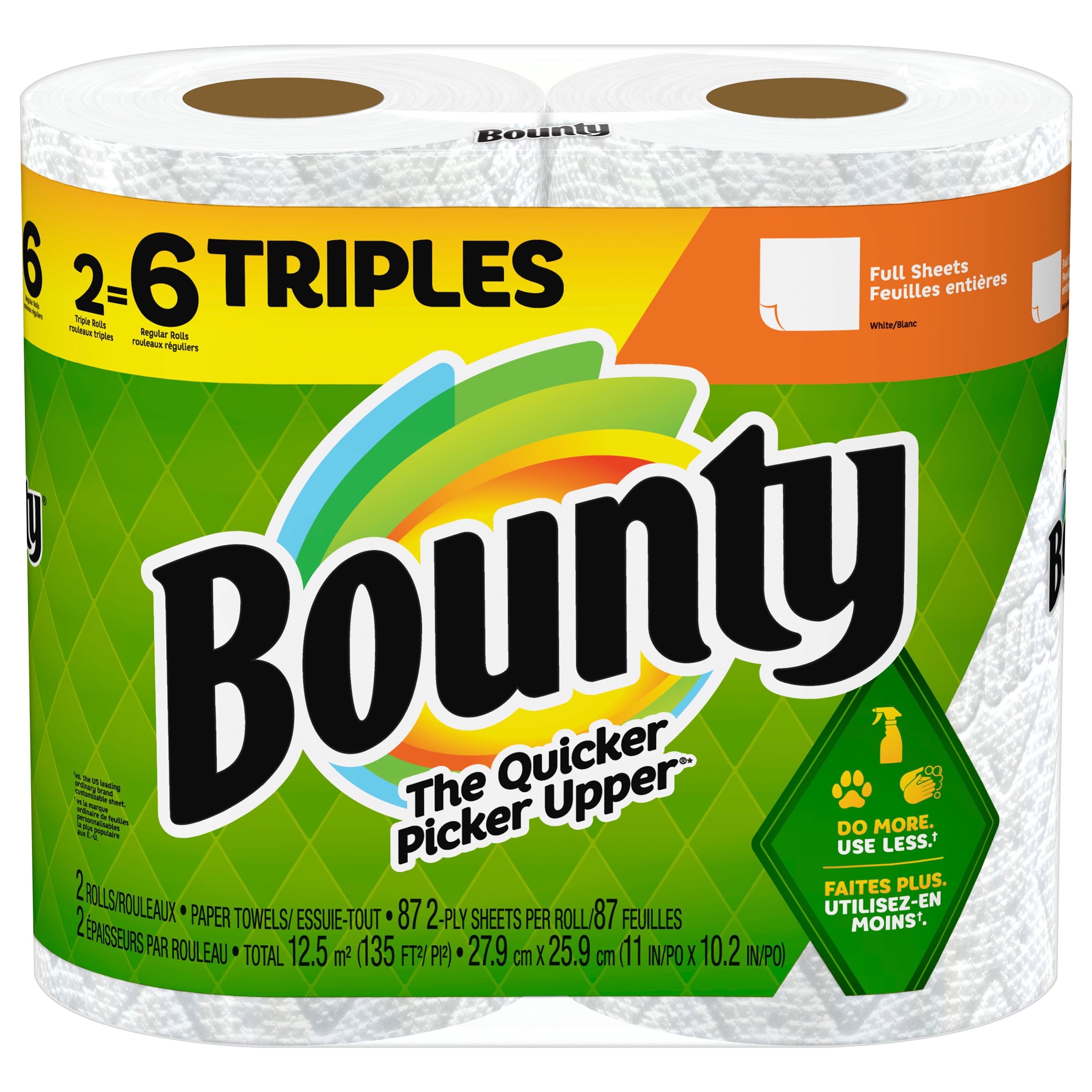 Full Sheet Paper Towels, White, 2 Triple Rolls - 6 Regular Rolls
