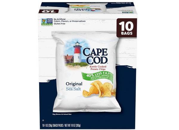Ebay Cape Cod Potato Chips, Less Fat Original Kettle Chips, 1 Oz Snack Bags, 10 Ct